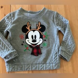 EUC Disney Mickey Mouse Gray Sweatshirt Holiday Reindeer Ears size 4 worn once